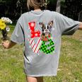Boston Terrier Christmas Tree Lights Santa Dog Xmas For Men Women Kids Women's Comfort Colors T-Shirt Back Print Grey