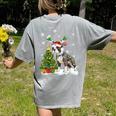 Boston Terrier Christmas Tree Lights Santa Hat Women's Comfort Colors T-Shirt Back Print Grey