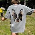 Boston Terrier Cute Puppy Face Dog Lover Pet Owner Women's Comfort Colors T-Shirt Back Print Grey