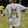 Boston Terrier Dia De Los Muertos Day Of The Dead Dog Skull For Men Women Kids Women's Comfort Colors T-Shirt Back Print Grey
