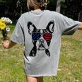 Boston Terrier Dog 4th July America USA Flag Men Women Kids Women's Comfort Colors T-Shirt Back Print Grey