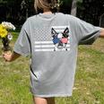 Boston Terrier Dog 4th Of July US American Flag Patriotic Women's Comfort Colors T-Shirt Back Print Grey