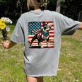 Boston Terrier Dog 4th Of July USA American Flag Patriotic Women's Comfort Colors T-Shirt Back Print Grey