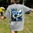 Boston Terrier Dog Art Van Gogh Starry Night Boston Terrier Women's Comfort Colors T-Shirt Back Print Grey