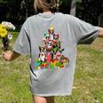 Boston Terrier Dog Christmas Tree Lights Xmas Pajama For Men Women Kids Women's Comfort Colors T-Shirt Back Print Grey