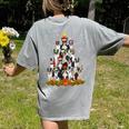 Boston Terrier Dog Christmas Tree Santa Hat Xmas Pajama Men Women Kids Women's Comfort Colors T-Shirt Back Print Grey