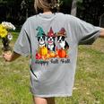Boston Terrier Dog Lover Fall Ya'Ll Halloween Costume Men Women Women's Comfort Colors T-Shirt Back Print Grey