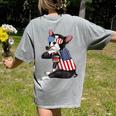 Boston Terrier Dog Merica 4th Of July Usa American Flag Men Women's Comfort Colors T-Shirt Back Print Grey