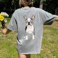 Boston Terrier Dog Motif Pet Art Boston Terrier For Men Women Kids Women's Comfort Colors T-Shirt Back Print Grey