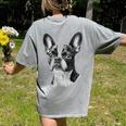 Boston Terrier Dog Motif Pet Illustration Boston Terrier For Men Women Kids Women's Comfort Colors T-Shirt Back Print Grey