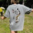 Boston Terrier Dog Graphic Pet Art Boston Terrier For Men Women Kids Women's Comfort Colors T-Shirt Back Print Grey