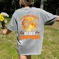 My Boston Terrier Dog Rides Shotgun Witch Halloween Men Women Women's Comfort Colors T-Shirt Back Print Grey