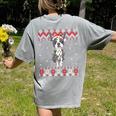 Boston Terrier Dog Santa Hat Men Kids Ugly Christmas Light Women's Comfort Colors T-Shirt Back Print Grey