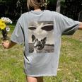 Boston Terrier Dog UFO Alien Extraterrestrial Selfie Women's Comfort Colors T-Shirt Back Print Grey