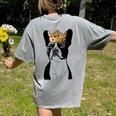 Boston Terrier Dog Wearing Crown For Men Women Girls Kids Women's Comfort Colors T-Shirt Back Print Grey