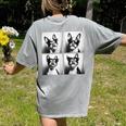 Boston Terrier Dogs With Sunglasses Photo Pets Meme Women's Comfort Colors T-Shirt Back Print Grey