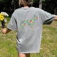 Boston Terrier Flower Silhouette Floral Dog Men Women Girls Kids Women's Comfort Colors T-Shirt Back Print Grey