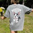 Boston Terrier Girl Cute Cartoon For Dog Owners Pet Terrier Women's Comfort Colors T-Shirt Back Print Grey