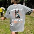 Boston Terrier Groovy World's Best Boston Mom Women's Comfort Colors T-Shirt Back Print Grey