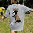 Boston Terrier Lover I Love Mom Tattoo Leopard Women's Comfort Colors T-Shirt Back Print Grey
