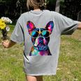 Boston Terrier Lovers Pop Art Boston Terrier Women's Comfort Colors T-Shirt Back Print Grey