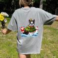 Boston Terrier Merry Christmas Tree Lights Dog X-Mas Dogs Women's Comfort Colors T-Shirt Back Print Grey