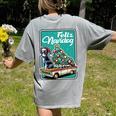 Boston Terrier Merry Christmas Tree Truck Dog X-Mas Women's Comfort Colors T-Shirt Back Print Grey