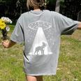 Boston Terrier Mom Dad Dog Alien UFO For Men Women Women's Comfort Colors T-Shirt Back Print Grey