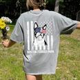 Boston Terrier Papa Cool Dog Lover USA American Flag Men Women Women's Comfort Colors T-Shirt Back Print Grey