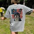 Boston Terrier Patriotic 4th Of July USA American Flag Women's Comfort Colors T-Shirt Back Print Grey