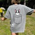 Boston Terrier In The Pocket Cute Boston Terrier Dog For Men Women Girls Kids Women's Comfort Colors T-Shirt Back Print Grey