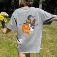 Boston Terrier Pumpkin Jack O Lantern Halloween Women's Comfort Colors T-Shirt Back Print Grey