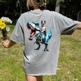 Boston Terrier Riding T-Rex Dinosaur Dog Lover Women's Comfort Colors T-Shirt Back Print Grey
