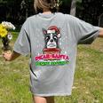 Boston Terrier Santa Claus Christmas Dog Women's Comfort Colors T-Shirt Back Print Grey