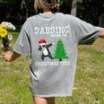 Boston Terrier Santa Hat Dabbing Around The Christmas Tree Women's Comfort Colors T-Shirt Back Print Grey