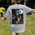 Boston Terrier Selfie Full Moon Flying Witch Halloween Dog Women's Comfort Colors T-Shirt Back Print Grey