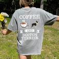 Boston Terrier Shirt Coffee And Boston Terrier Cute Dog For Men Women Girls Kids Women's Comfort Colors T-Shirt Back Print Grey