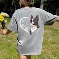 Boston Terrier Shirts For Women Girls Kids Heart Cute Women's Comfort Colors T-Shirt Back Print Grey