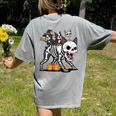 Boston Terrier Skeleton Mummy Witch Halloween Women's Comfort Colors T-Shirt Back Print Grey