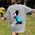 Boston Terrier Tattoos I Love Mom Women's Comfort Colors T-Shirt Back Print Grey