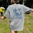 Boston Terrier UFO Cowboy Dog Dog Mom Dog Dad Alien Dog Women's Comfort Colors T-Shirt Back Print Grey