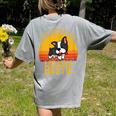 Boston Terrier Never Underestimate a Girl With a Bostie Women's Comfort Colors T-Shirt Back Print Grey