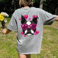 Boston Terrier Valentines Day Shirt Heart Dog Lover Women's Comfort Colors T-Shirt Back Print Grey