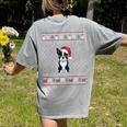 Boston Terrier Wearing Santa Hat Ugly Xmas Dog Lovers Women's Comfort Colors T-Shirt Back Print Grey