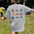Boston Terriers Yoga Asana Pose And Meditation Women's Comfort Colors T-Shirt Back Print Grey