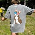 Brindle Boston Terrier Dog Patriotic Shirt USA Flag Women's Comfort Colors T-Shirt Back Print Grey