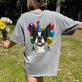 Celebration Event Birthday Party Boston Terrier Women's Comfort Colors T-Shirt Back Print Grey