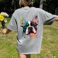 Cute Boston Terrier Puppy Dog Art Lover Unique Painting For Men Women Kids Women's Comfort Colors T-Shirt Back Print Grey