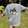 Cute Halloween Boston Terrier Dogs Witch Hat Ghost Dog For Men Women Kids Women's Comfort Colors T-Shirt Back Print Grey