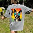 Dog Boston Terrier Hawaiian Women's Comfort Colors T-Shirt Back Print Grey